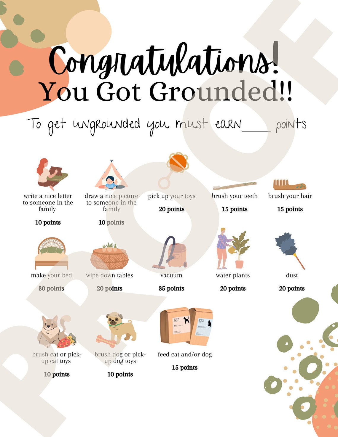 Congratulations You Got Grounded Toddler Friendly Chore | Etsy