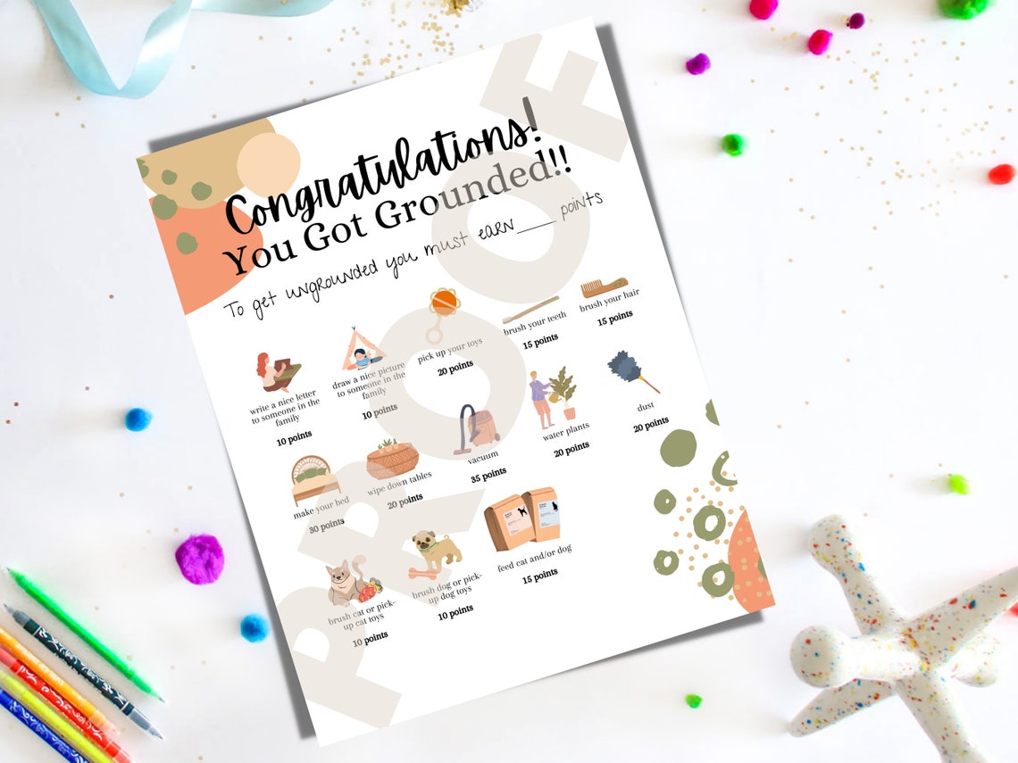 Congratulations You Got Grounded Toddler Friendly Chore - Etsy España