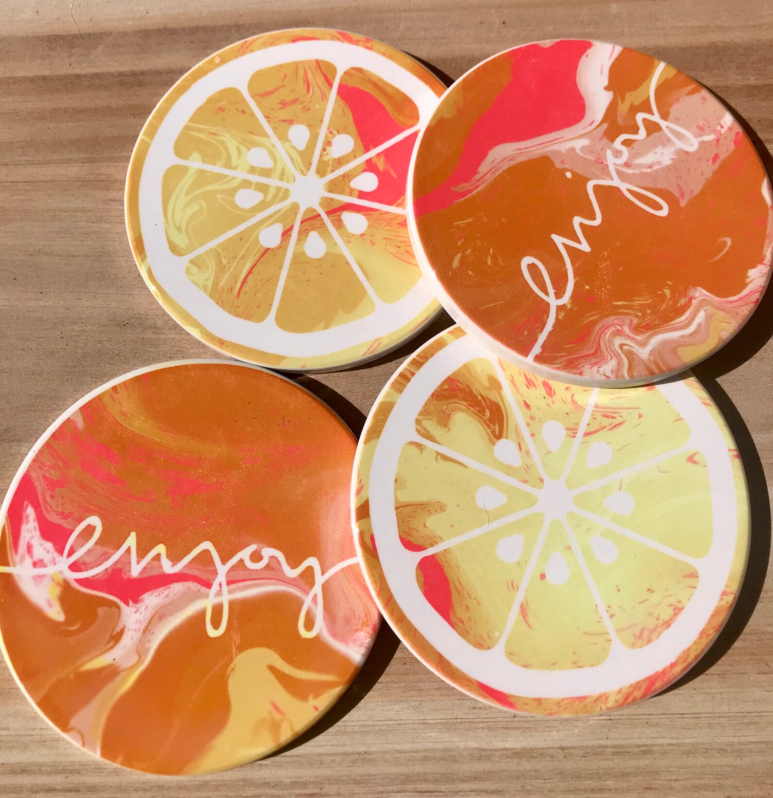 Round lemon coasters set of four  etsy Round lemon coasters set of four  etsy
