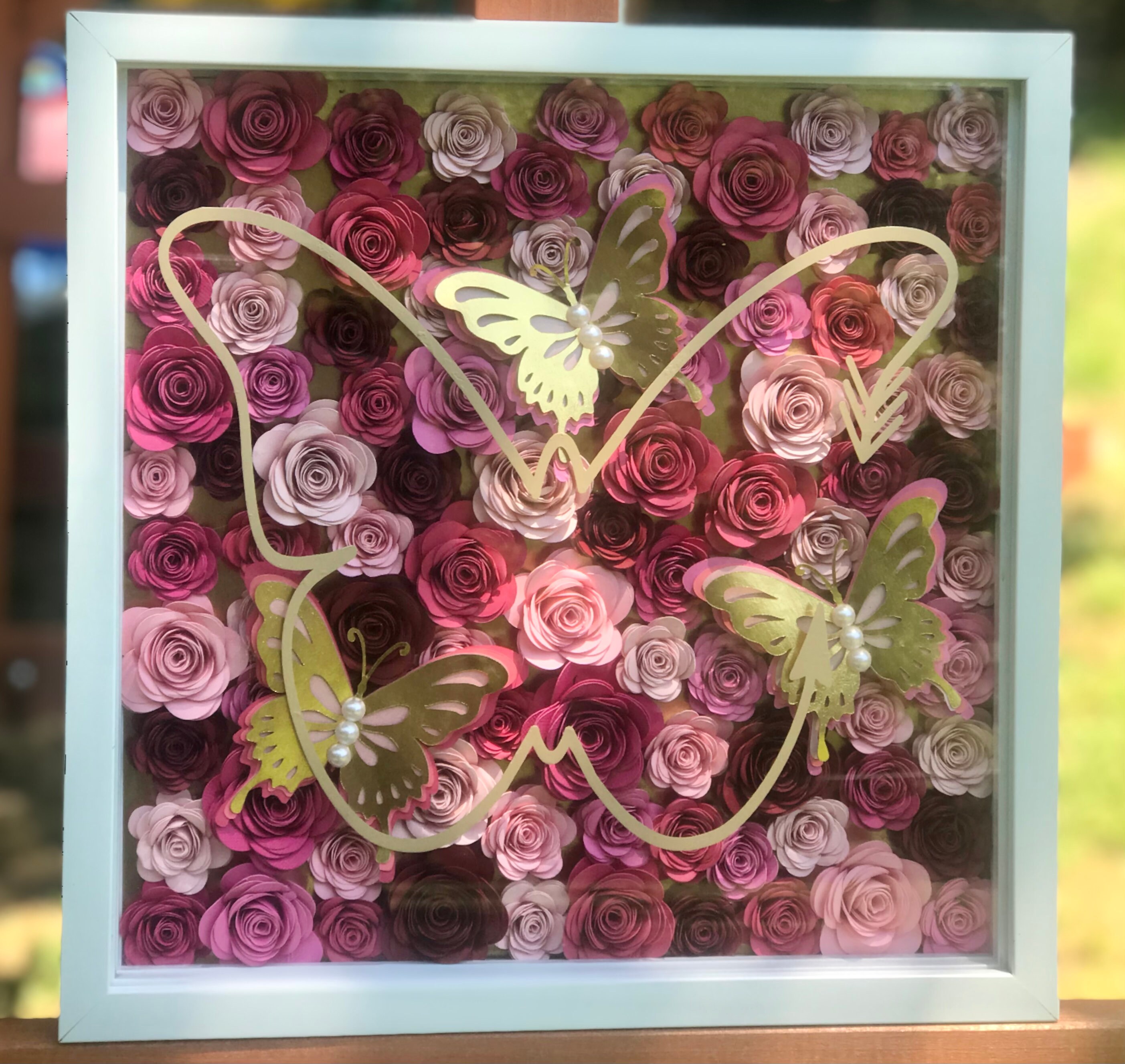 Pink Rose Shadow Box Rose Shadow Box Etsy