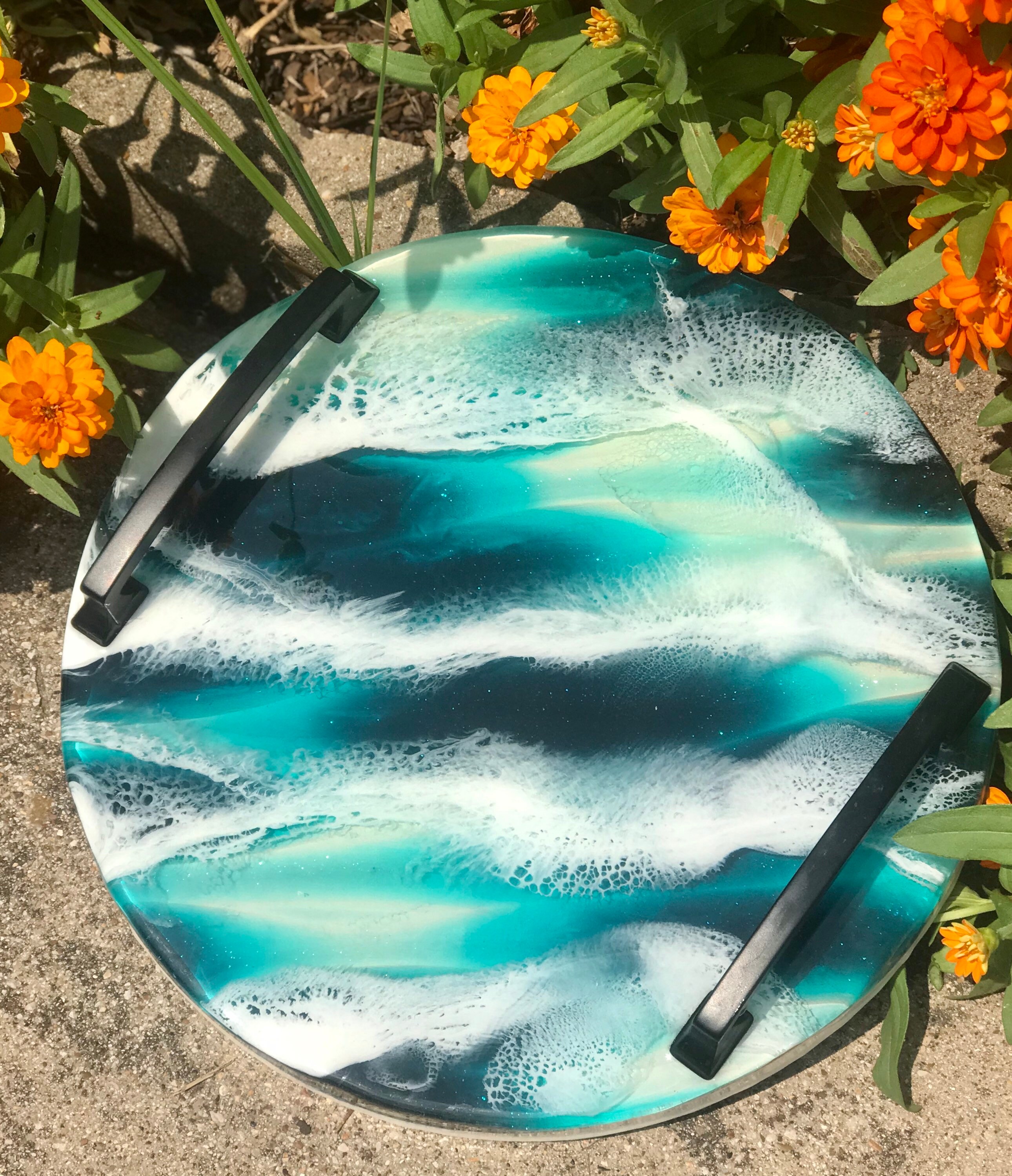 Round Ocean decorative tray Etsy
