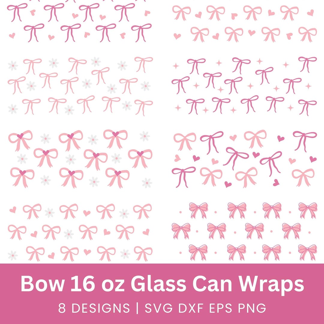 Pink Bow Libbey Wrap, 16 Oz Glass Can Wrap, Pink Sublimation Wraps - Etsy