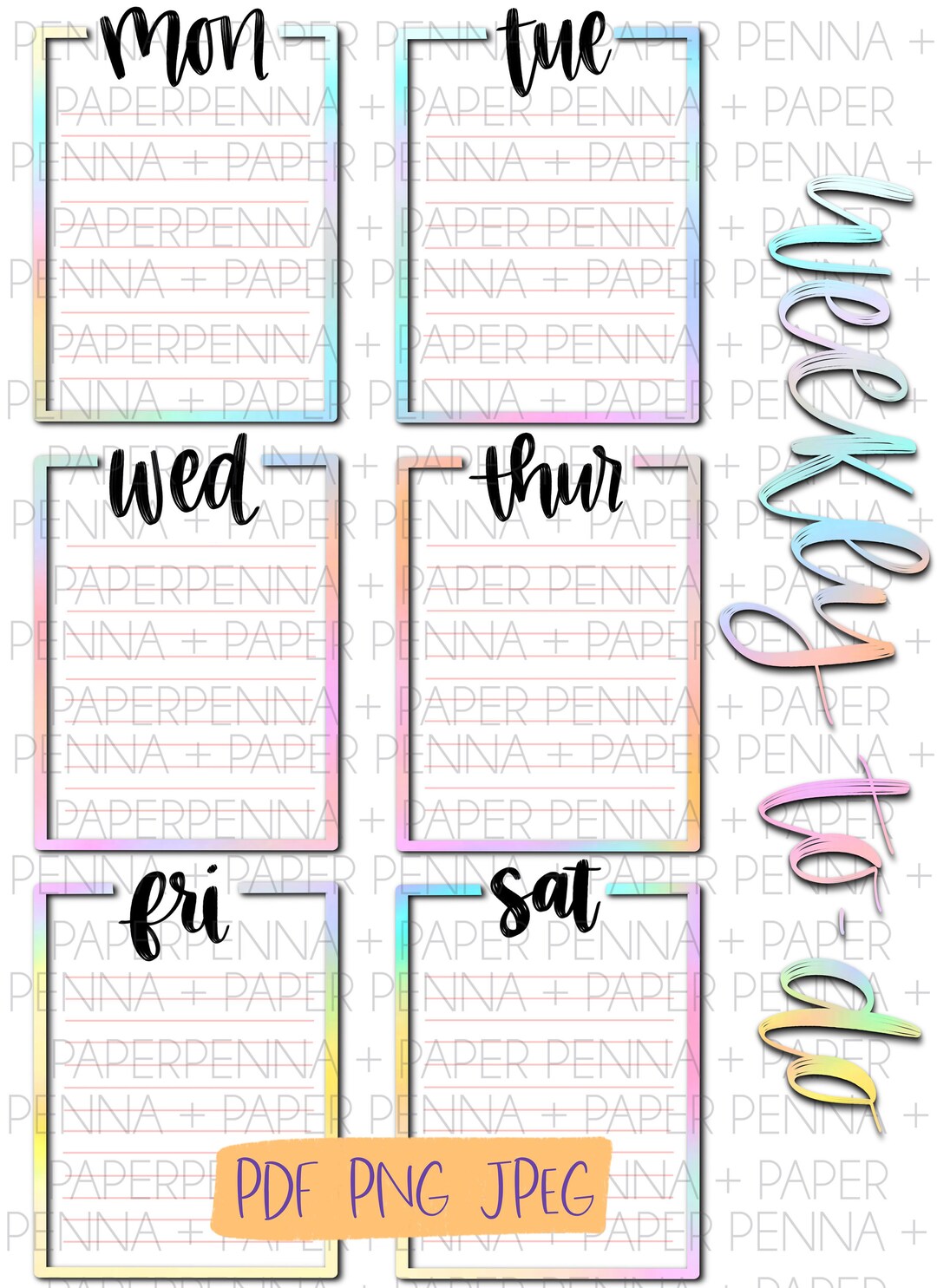 Weekly to Do Organizer Tie Dye Instant Download PDF PNG JPEG - Etsy