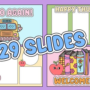 Retro School Supplies Welcome Back Elementary Middle Homeschool PowerPoint Google Slides Templates for Teachers and Presentations
