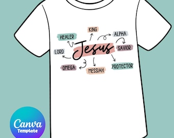 Jesus Names Attributes BOHO Colored Sweatshirt Shirt PNG Sublimation DTF Instant Download