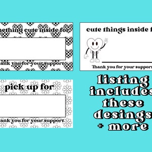 24 Retro Thermal Sticker Templates Shop Small Pick Up Order Groovy Hearts PNG Zip File Digital Download image 2