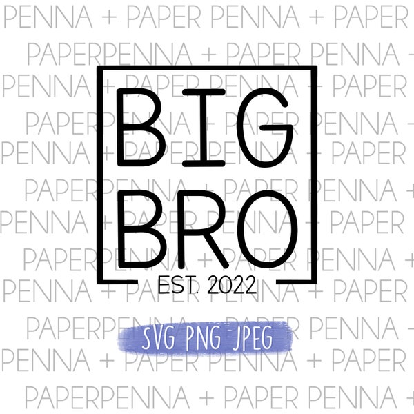 Square Big Brother Est 2022 SVG PNG JPEG Instant Download