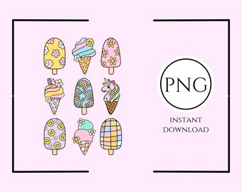 Little Girl Toddler Ice Cream Popsicle Unicorn Summer Shirt DTF PNG Instant Download