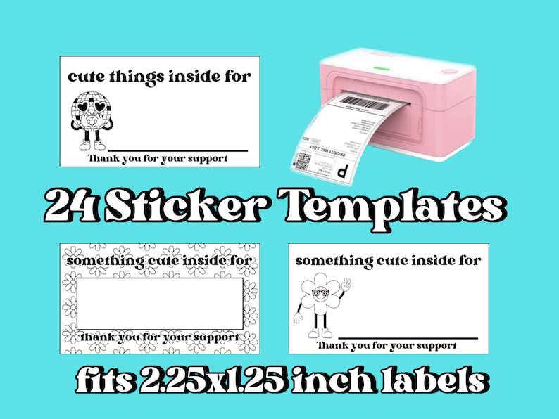 24 Retro Thermal Sticker Templates Shop Small Pick Up Order Groovy Hearts PNG Zip File Digital Download image 1