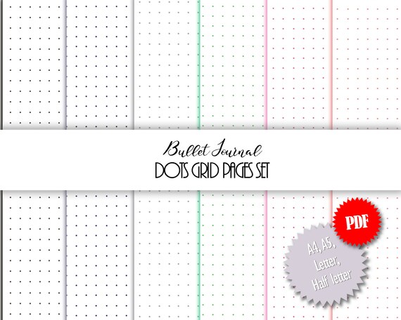Printable Dot Grid Pages Set Blank Bullet Journal Template 6 Etsy