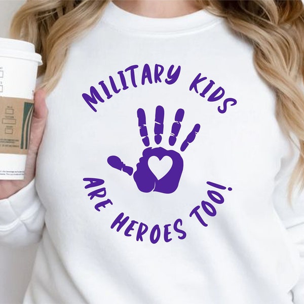 Military kids are heroes too svg png , Purple Up Military Child Month Design svg  , Month of the Military Child Svg, Military Kids Png