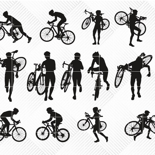 14 Cyclocross racing silhouette svg bundle , Cyclocross racing silhouette bundle for circut digital download