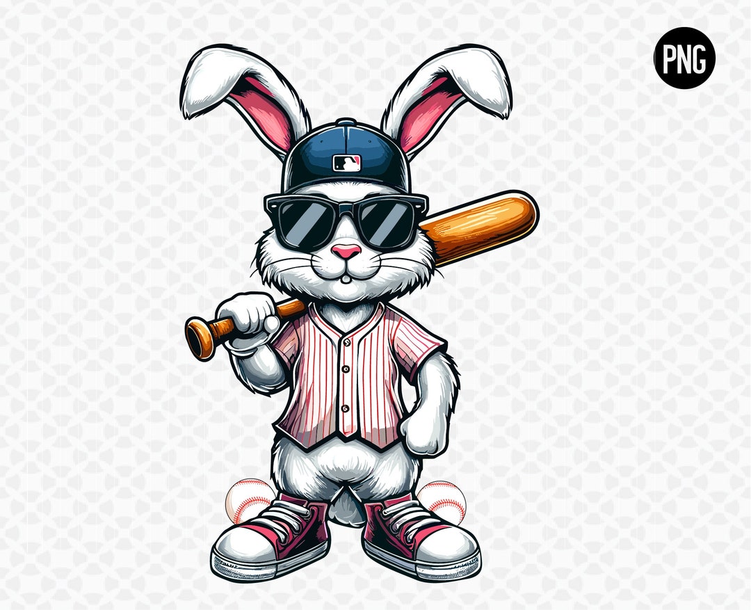 Cool Baseball Bunny PNG Easter Day Rabbit Baseball Player Png File ...
