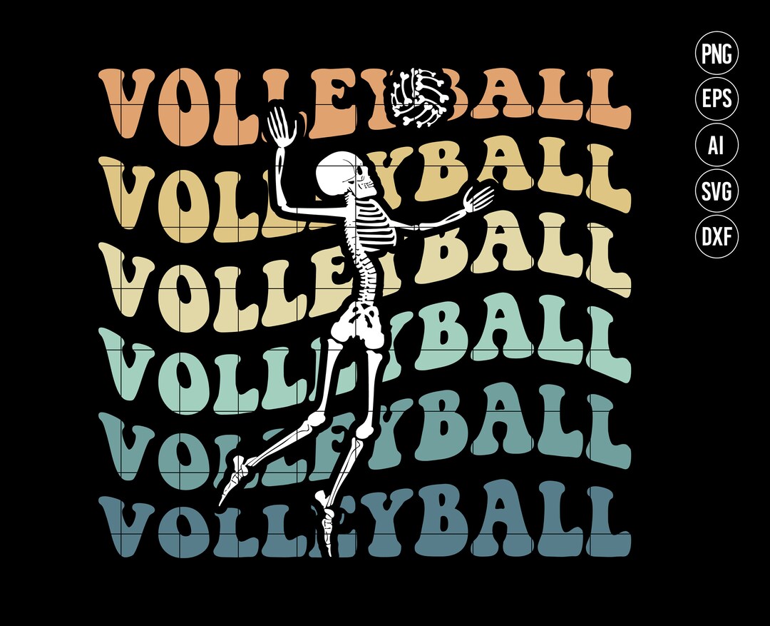 Volleyball Skelton SVG PNG , Halloween Volleyball Player , Volleyball
