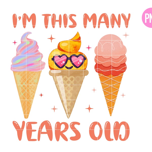 Kids Ice Cream Birthday Png Three 3 Years Old png 36 Month Boy Girl Party png funny ice cream 3rd bd sublimation design digital download