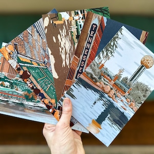 Set of 5 Knoxville Art Prints | Tennessee Theater | Neyland Stadium | Market Square | Sunsphere | Knoxville, Tennessee Wall Art | 6x9
