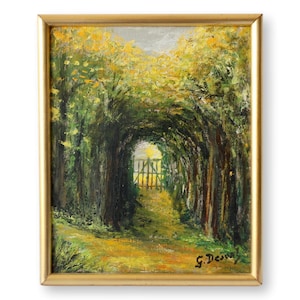 1960s French Enchanting Garden Painting