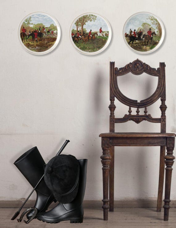 1960s J.F. Herring Sen. 'famous Hunting Scenes' Plates, Set of 3