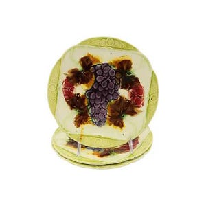 Early 20th Century French Majolica Grape Plates, Set of 3