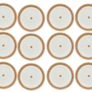 Antique Worcester Hand-Enameled 10&quot; Dinner Plates, Set of 12