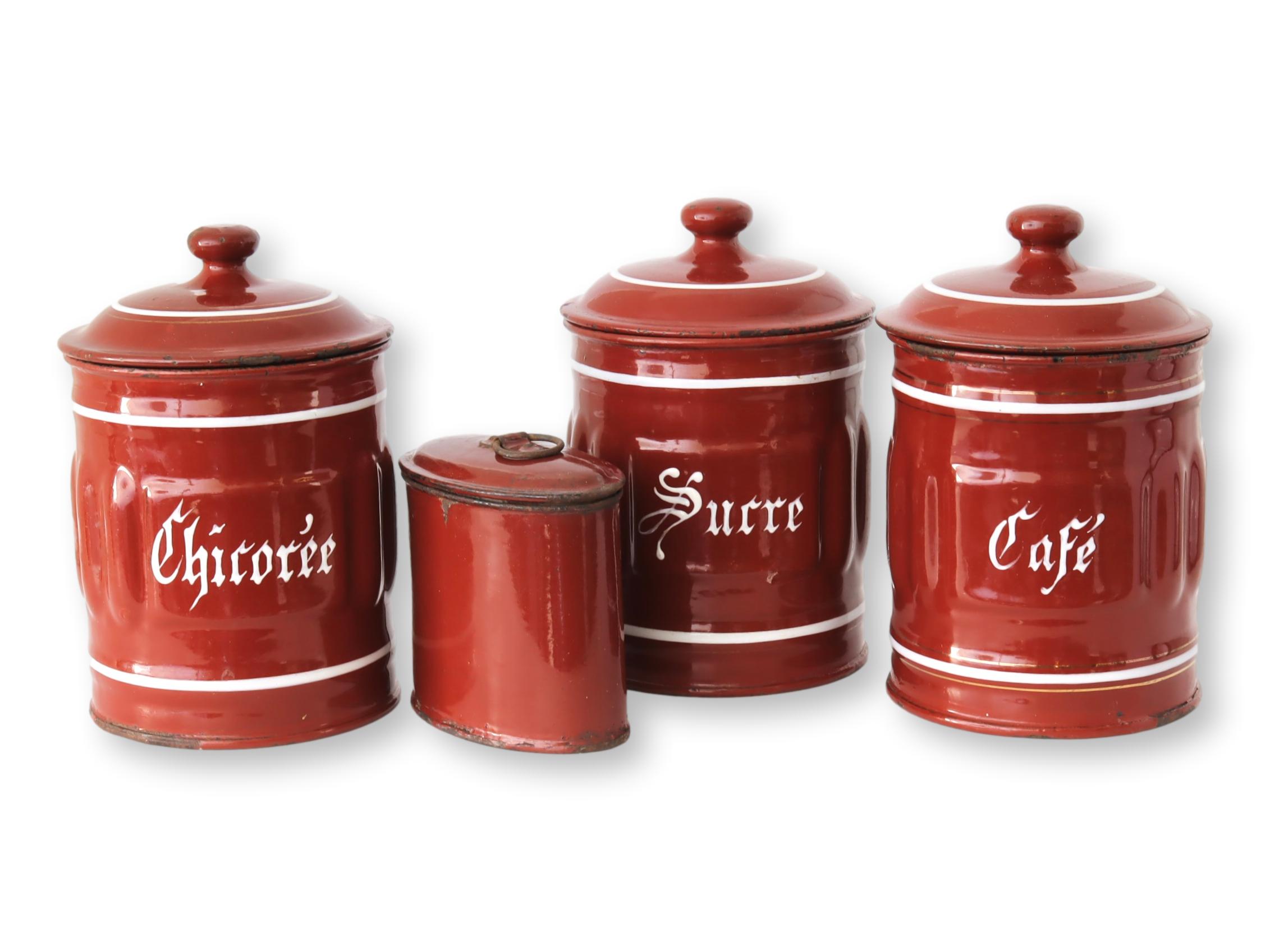 1940s French Enamel Coffee Canister Set - Etsy