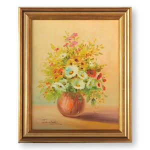 Midcentury French Floral Oil Painting
