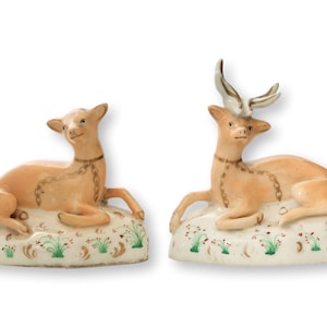 Early Staffordshire Doe & Deer Figures