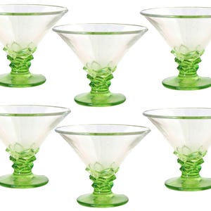 Französische Poison Green Martini-Gläser aus der Mitte des Jahrhunderts, 6er-Set