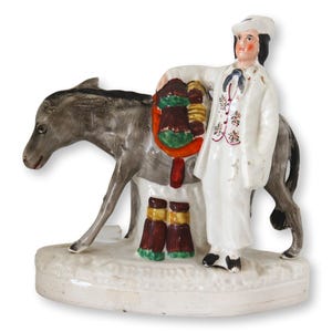 Antique English Staffordshire Boy w/Mule