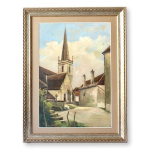 Midcentury French Village Church Scene