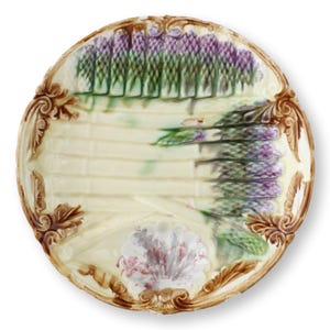 Antique French Barbotine Asparagus Plate