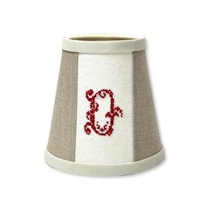 Small Hand-Made Antique French Linen Lamp / Sconce Shade w/ &quot;D&quot; Monogram