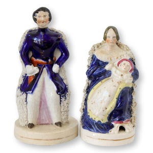 C. 1840s English Staffordshire Queen Victoria & Prince Albert Figures