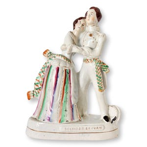 Antique Staffordshire &quot;Soldier&#39;s Return&quot; Figure