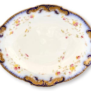 Antique English Flow Blue & Gilt Dish