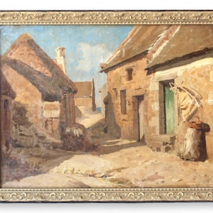 1920s French Village Still Life Painting
