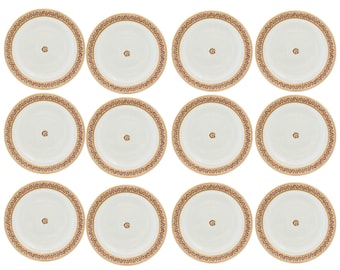Antique Worcester Hand-Enameled 10" Dinner Plates, Set of 12