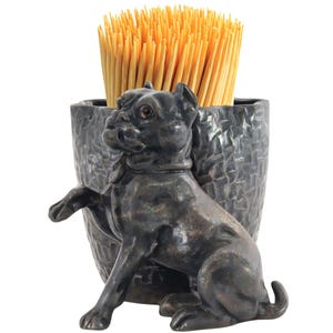 Antique English Begging Pug Toothpick Holder