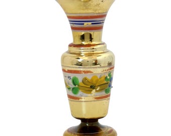 Antique Hand-Painted Mercury Glass Vase