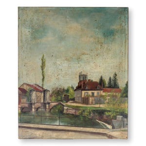 Antique French Cityscape Oil Painting, Signed & Dated 1910