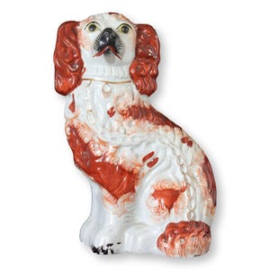 Antique Red & White Staffordshire Dog