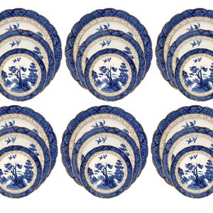 Vintage English Willow Dinnerware, Service for 6
