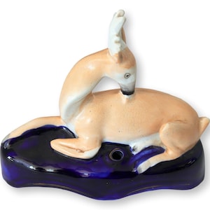 Antique English Staffordshire Deer Inkwell, Circa 1850