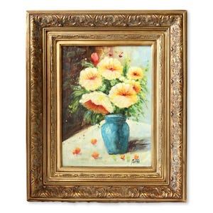 Framed Floral Still Life Oil on Canvas