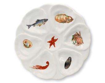 Fransk ostrontallrik från mitten av 1900-talet, Paris Sea Life, ca 1935-1960-tal