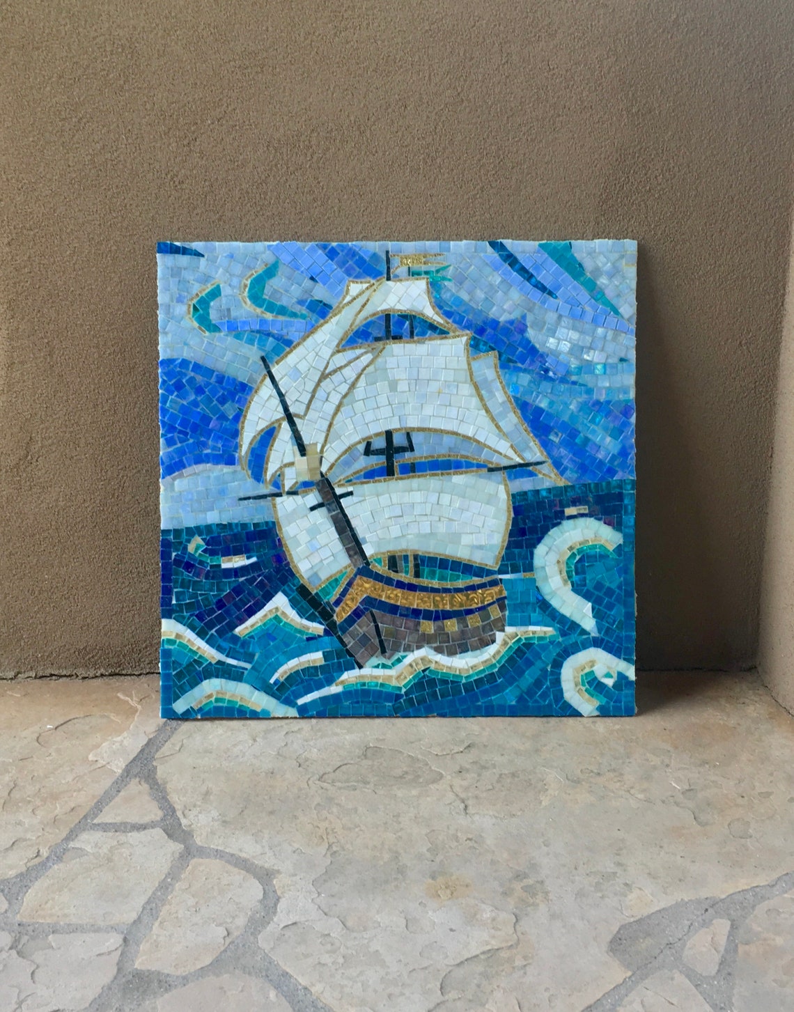 BRIG, Mosaic Art, Glass Art, Glass Mosaic Tile, Original, Wall Art