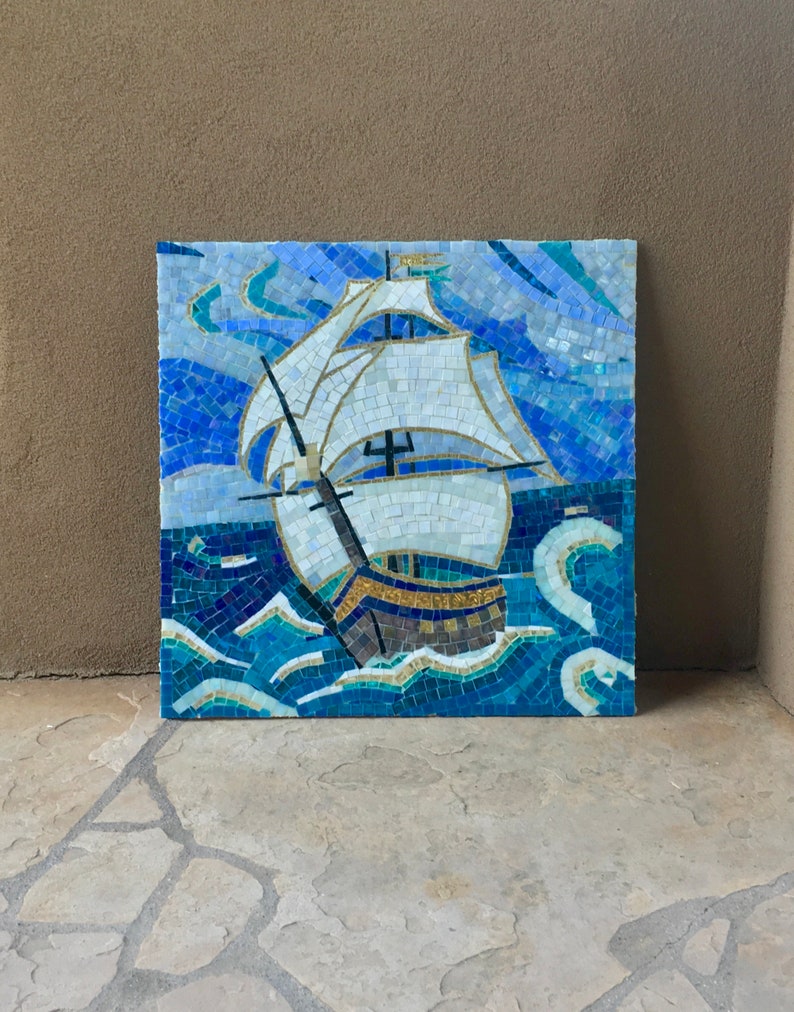 BRIG Picture Original Home decor Mosaic art Mosaikfliesen Bilder Mosaic wall art fish Glass mosaic tile Indoor/ Outdoor image 2