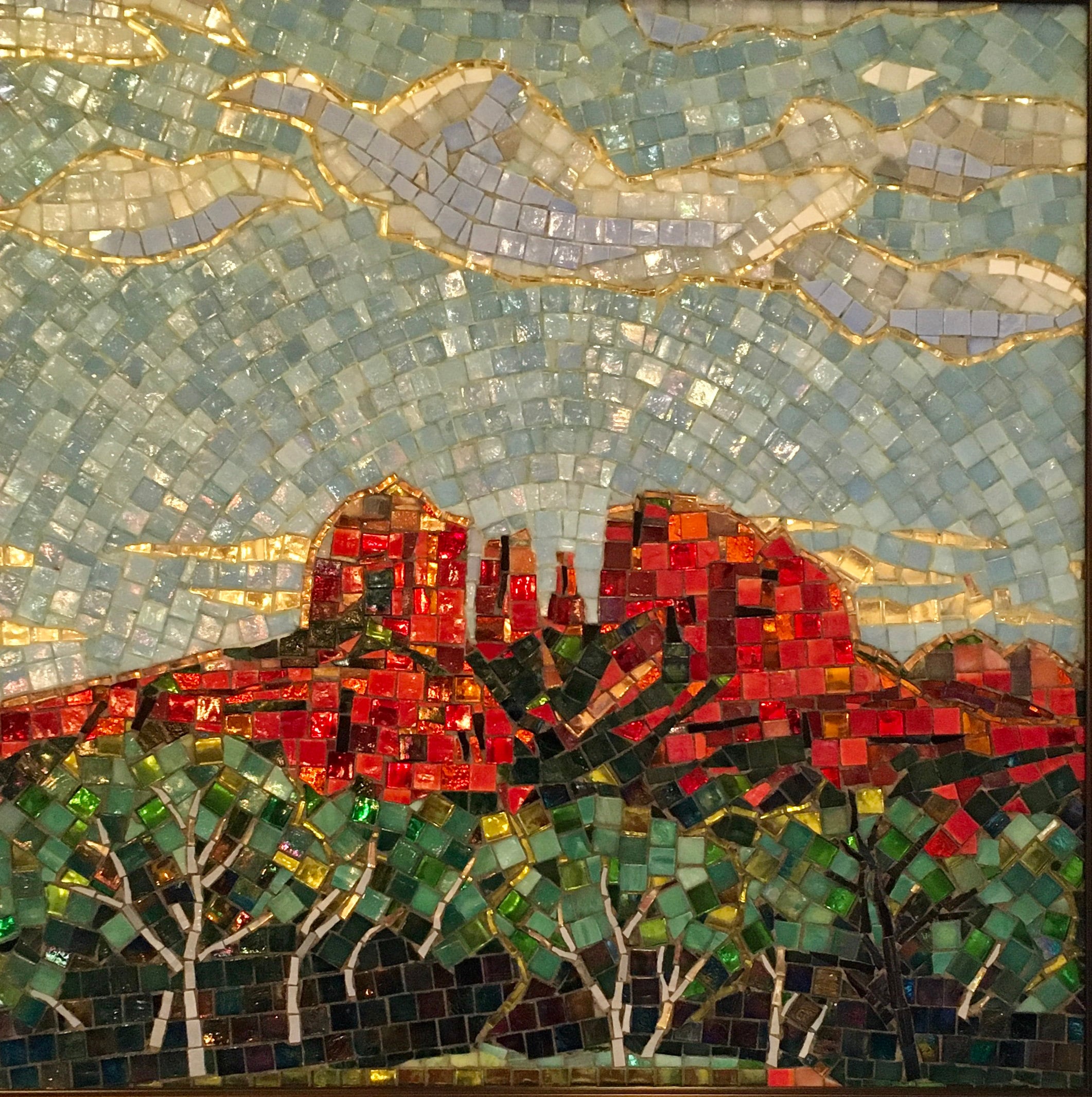 CATHEDRAL ROCK SEDONA 2, Mosaic Picture, Original, Glass Mosaic