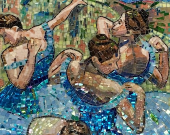 Mosaic picture, glass mosaic tile, copy Degas " Blue dancers", wall art, indoor