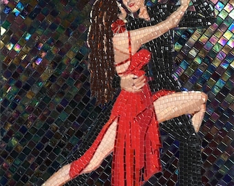 Tango, wall art , original, handmade, glass mosaic tile on aluminum board, picture "Tango"